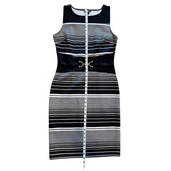 George black and white stripe sheath dress, Belt with Buckle - Picture 6 of 9